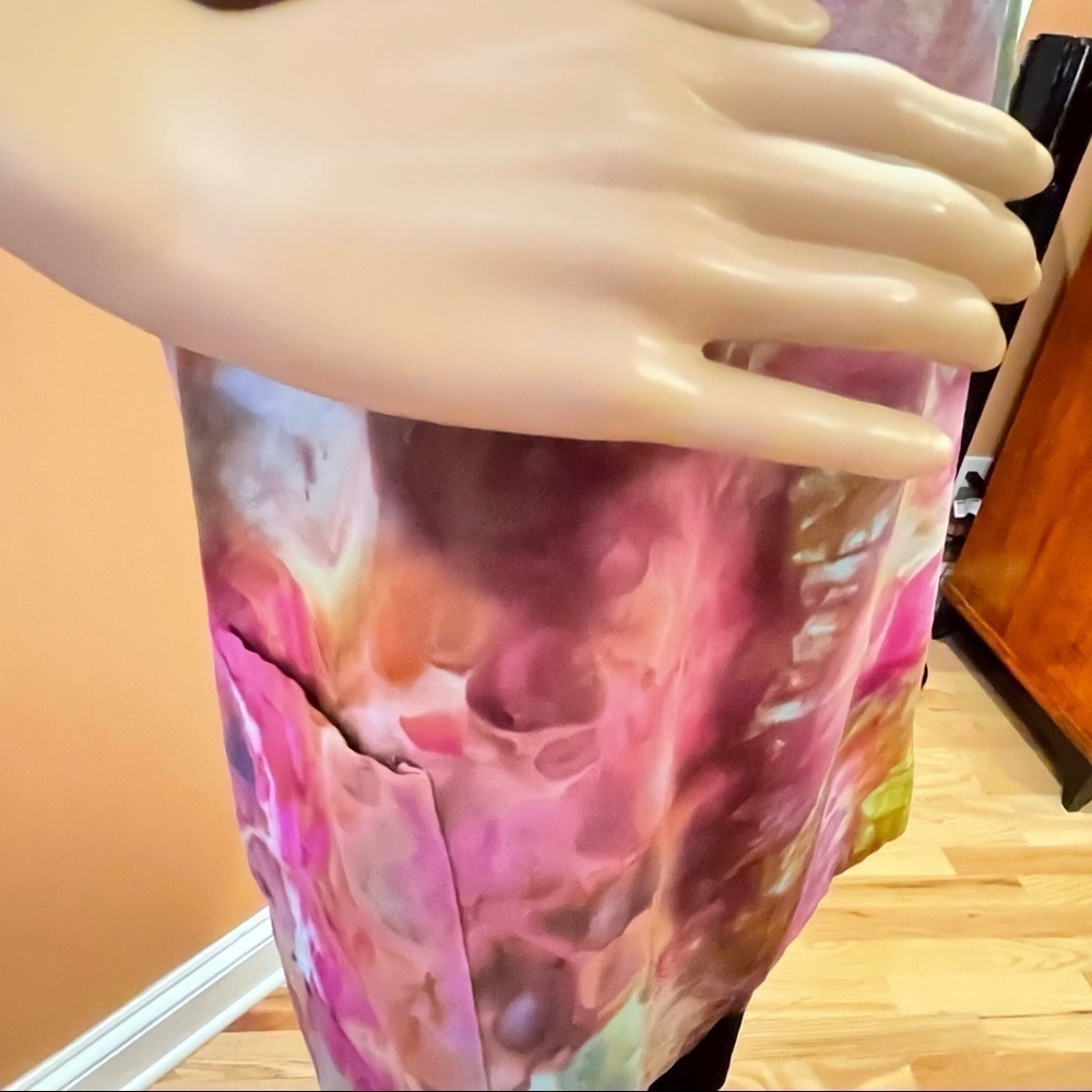 Tie Dye large Japanese wrap around apron matching toque chef's hat rainbow - Picture 5 of 6